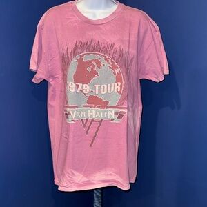 Van Halen Official Band Pink Acid Wash T-Shirt Size Large Unisex